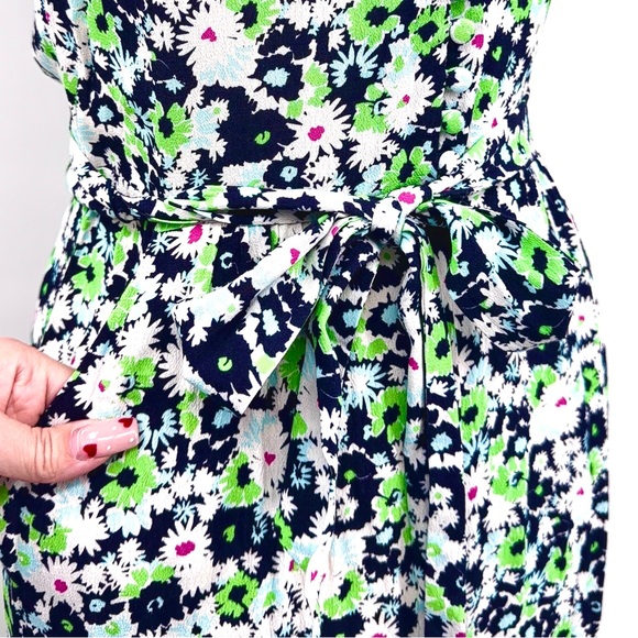 KACHEL X ANTHROPOLOGIE Floral Wide Leg Jumpsuit Blue Green 8 - Picture 7 of 8